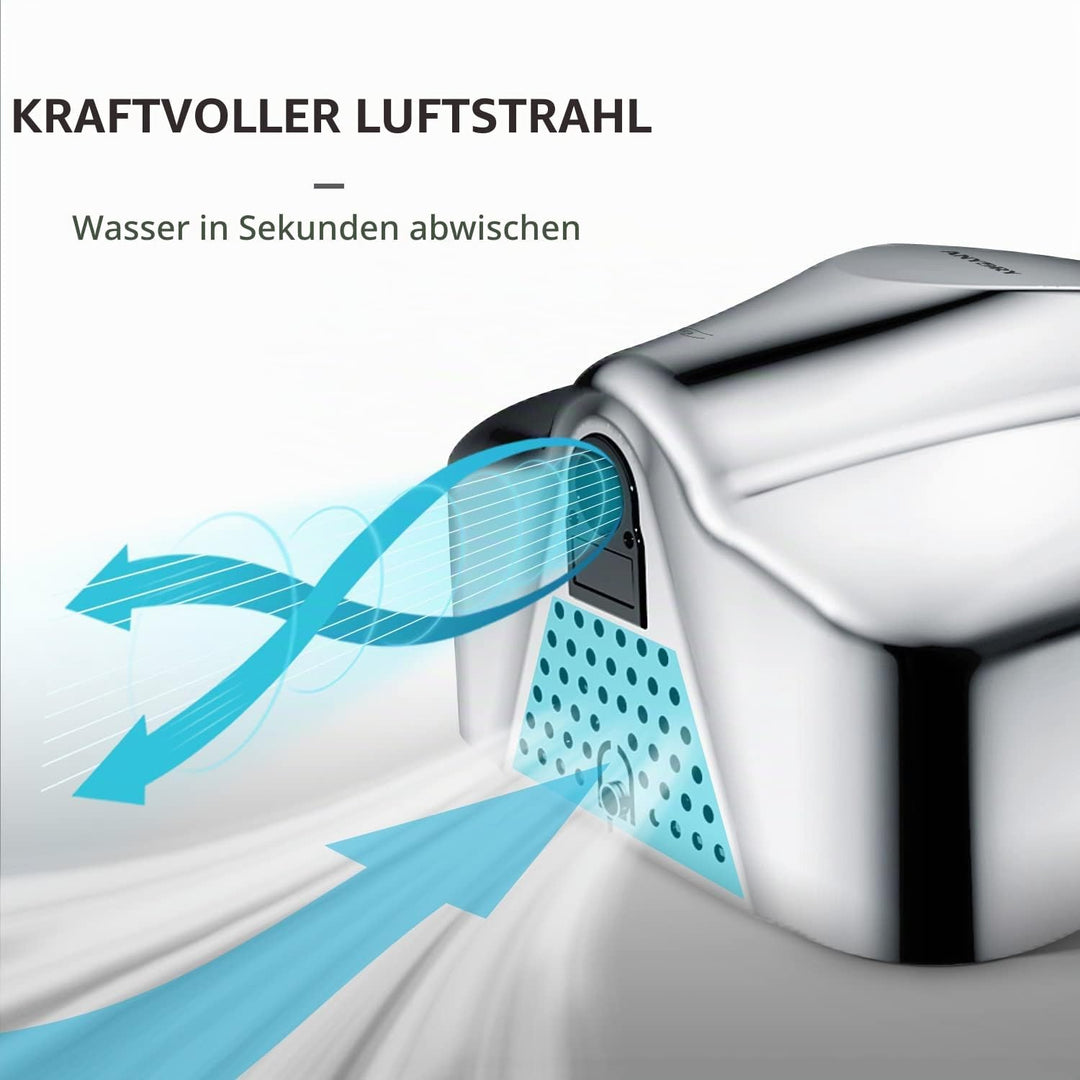 anydry 2812 Händetrockner für Gewerbe elektrischer Sensor Stilvolles Design Edelstahl-Finish schnell