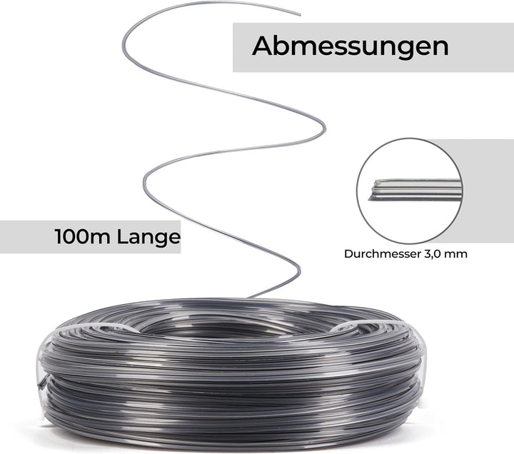 Trimmerfaden, Mähfaden 3mm x 100m, freischneider Faden, trimmerschnur, Schnur für Motorsensen & Rase