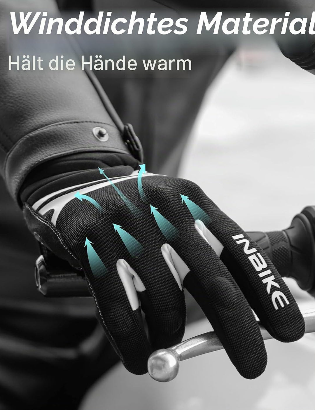 INBIKE Winter Motorradhandschuhe Wasserdicht Warm Winddicht mit Harter Schutz Motocross Motorrad Han