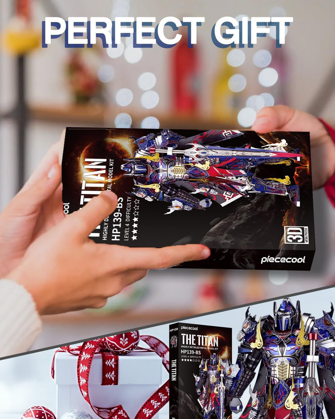 Piececool 3D Puzzle Metall Mecha-Modell Titan, 3D Metall Puzzle Mechkrieger für 340 Edelstahl, Ganze