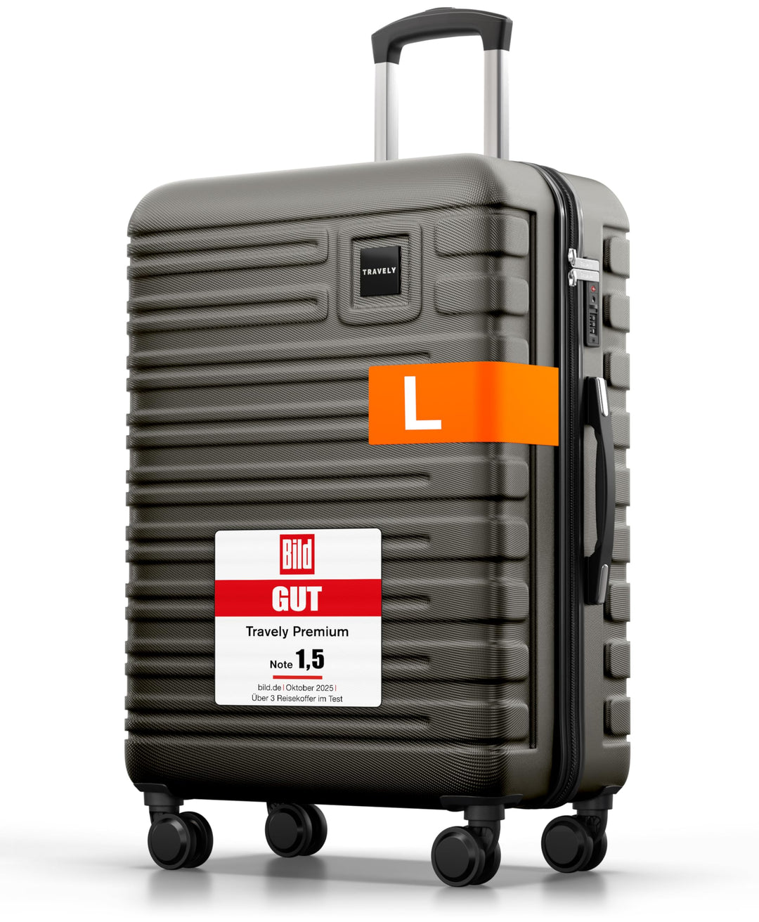 Travely Premium Koffer 24" Jede Menge Platz mit mehr als 75L Volumen, sehr robuster Hartschalen Koff