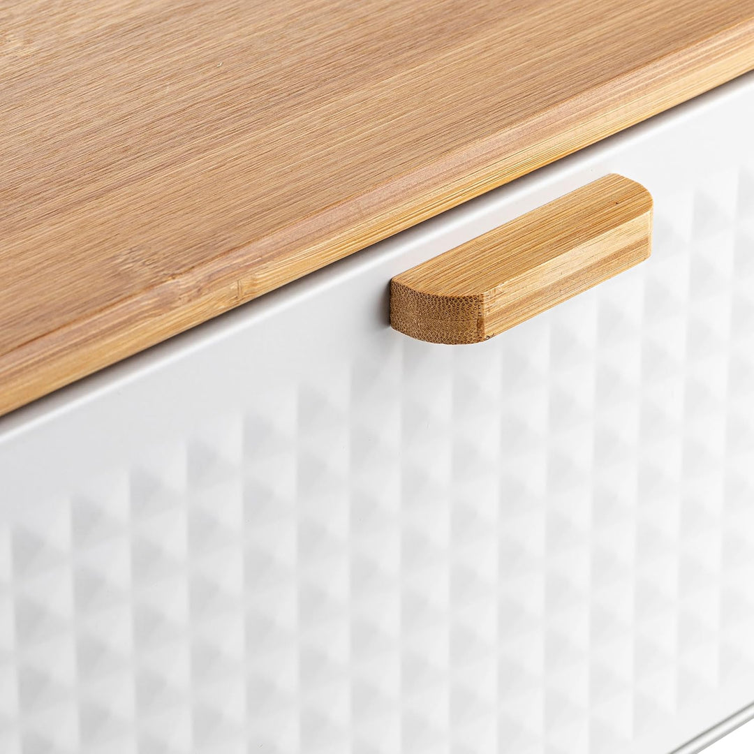 FLORINA Brotkasten inkl. 3-er-Set Aufbewahrungsdosen CUBE I Brotbox aus Stahl und Bambus-Deckel I Ge