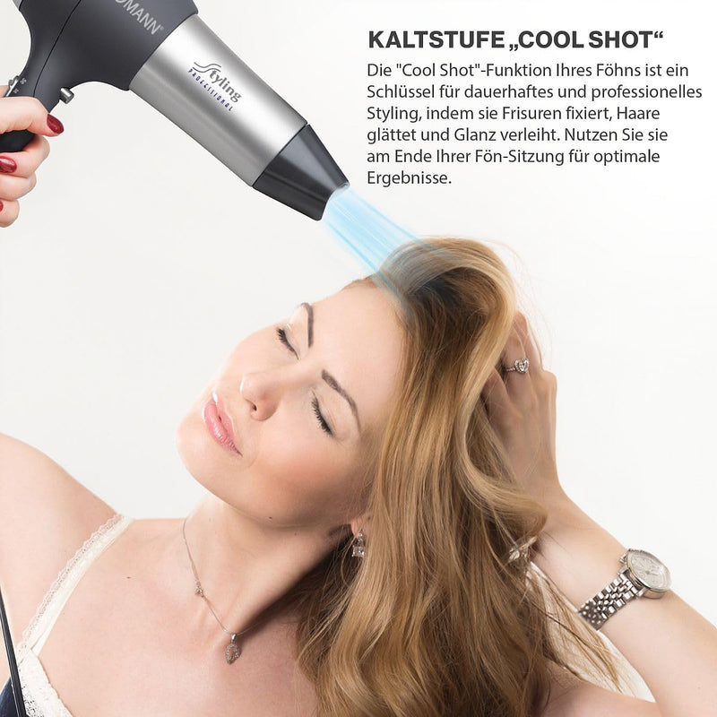 Bomann® Haartrockner mit Diffusor & Formdüse | Hair Dryer mit "Cool Shot" für glänzendes Haar | Haar