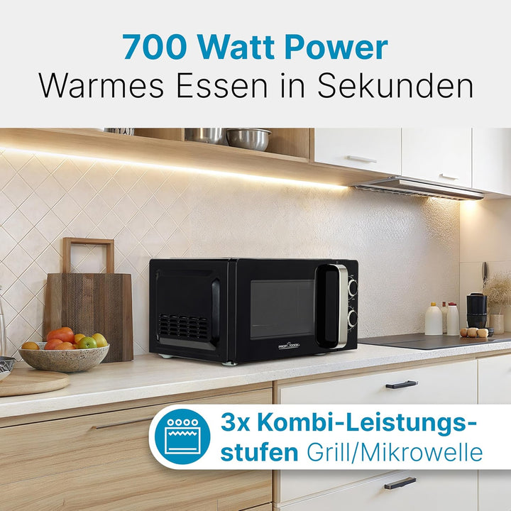 ProfiCook Mikrowelle | 6 Mikrowellen-Leistungsstufen inkl. Auftaufunktion | Microwave | 900 Watt | G