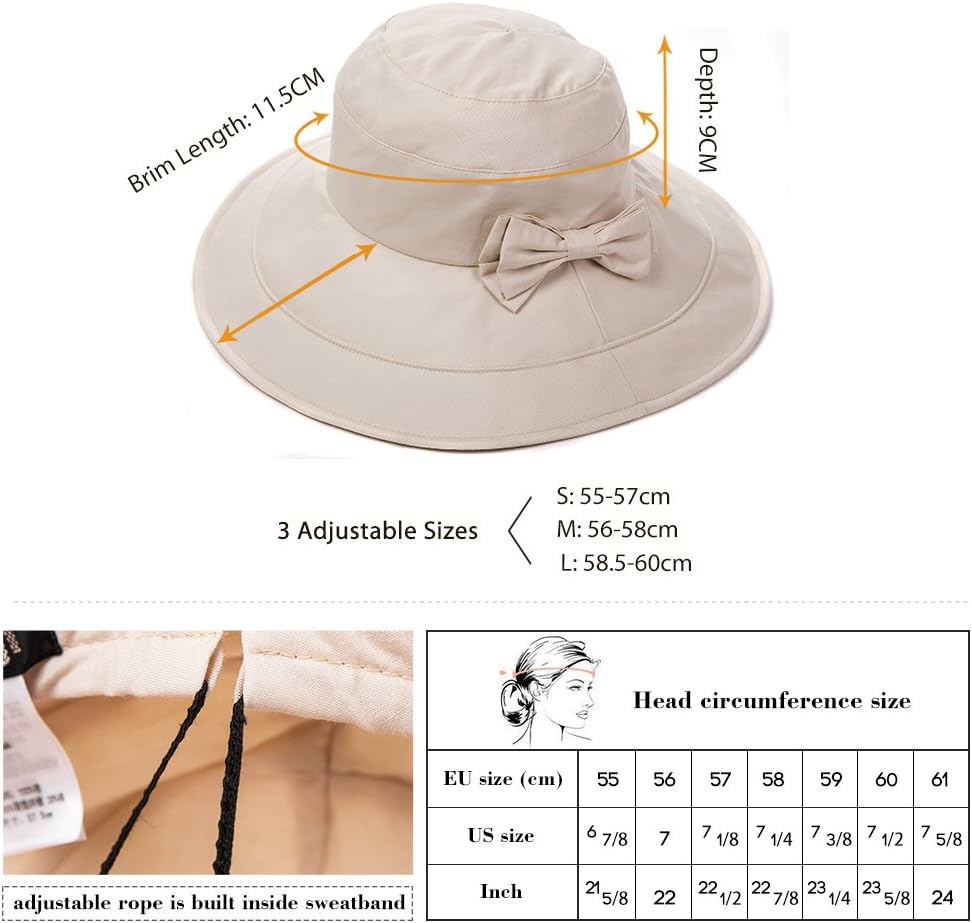 Comhats Sonnenhüte für Frauen mit breiter Krempe, UPF 50 UV-Sonnenschutz, faltbar, Sommer-Strandhut,