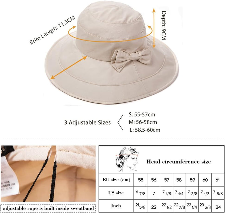 Comhats Sonnenhüte für Frauen mit breiter Krempe, UPF 50 UV-Sonnenschutz, faltbar, Sommer-Strandhut,