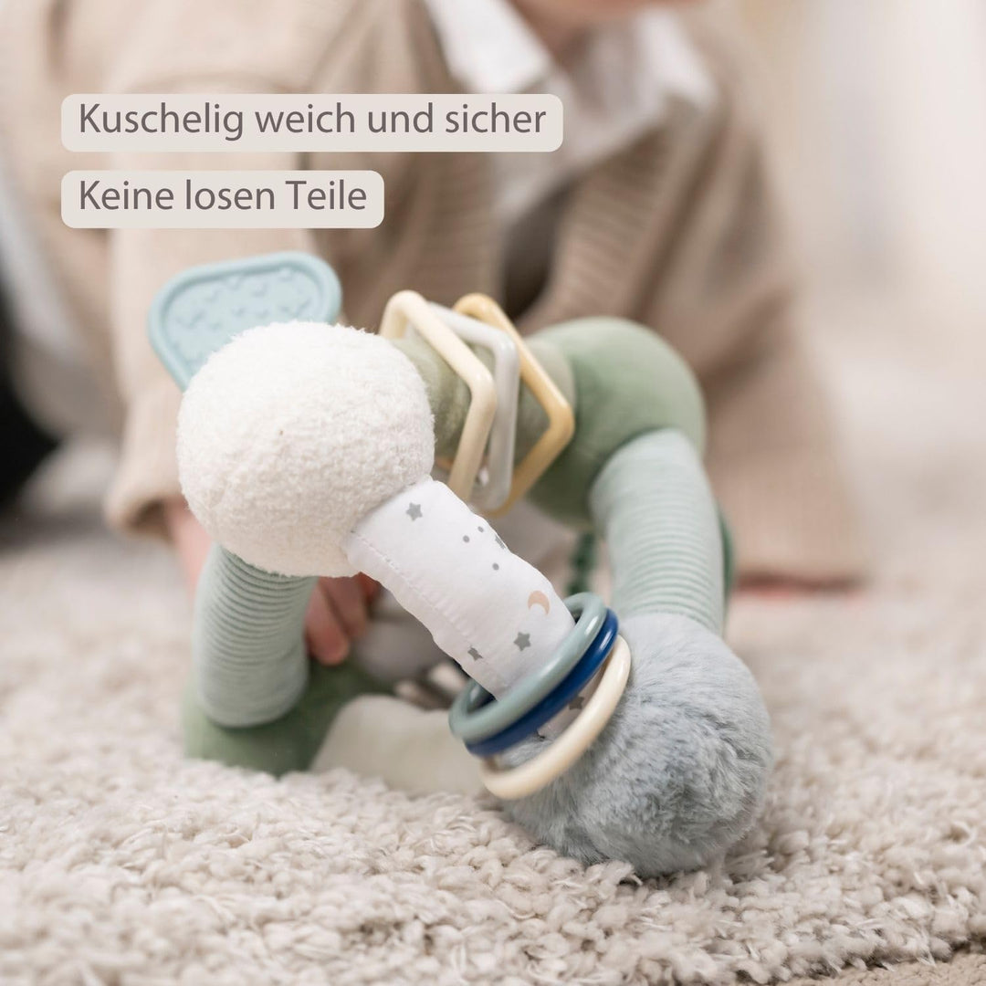 Nattou Lapidou Weiche Aktivitätspyramide - Motorikwürfel - Plüsch-Dreieck - Entwicklungsspielzeug -