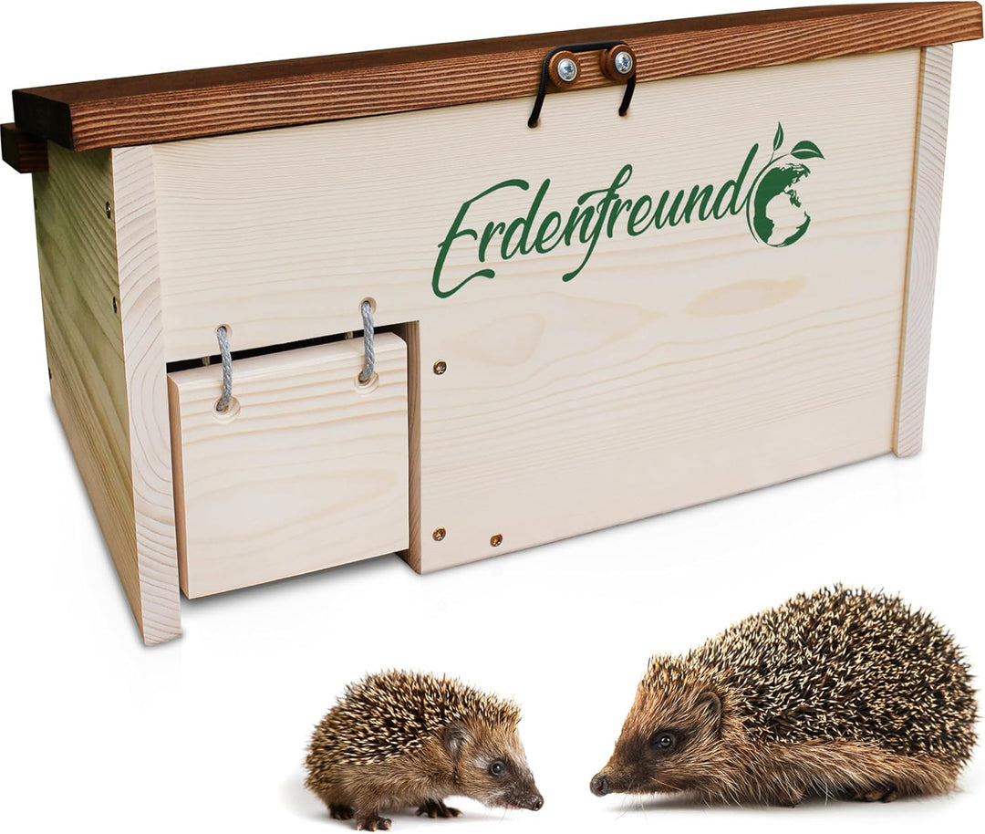 Erdenfreund® Igelhaus mit Rattenklappe, Sicherheitsverschluss & Labyrintheingang gegen Fressfeinde I