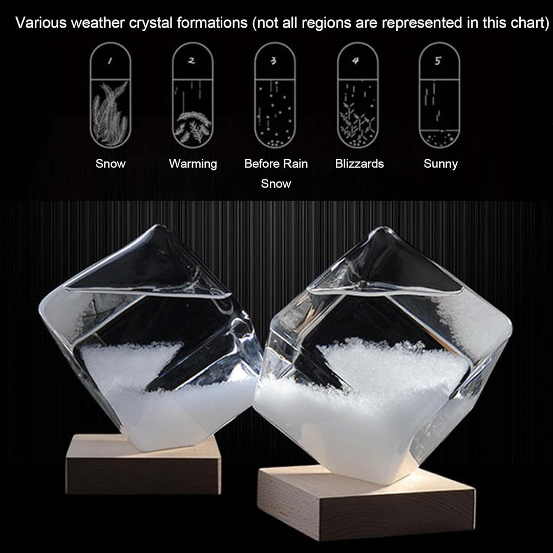 Sturmglas, Würfelform Wettervorhersage Flasche Wetterstation Mit Sockel, Wetterglas Storm Glass Tisc