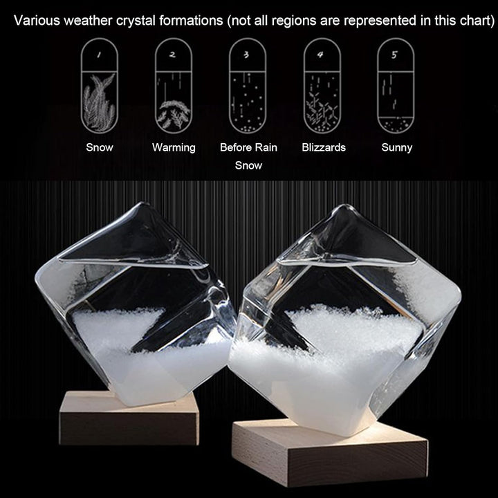 Sturmglas, Würfelform Wettervorhersage Flasche Wetterstation Mit Sockel, Wetterglas Storm Glass Tisc
