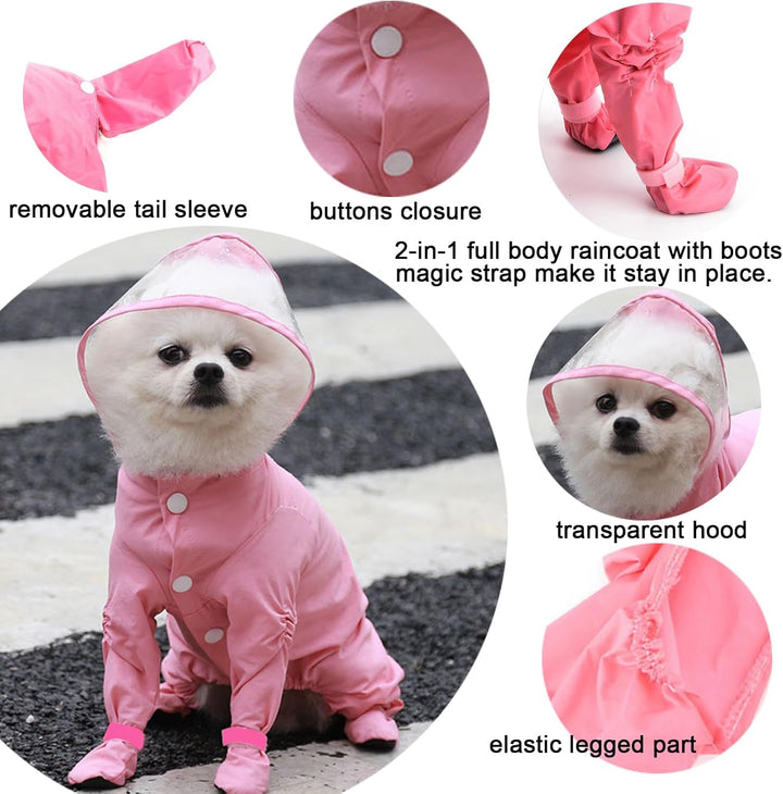 Zunea Wasserdichter Hunderegenmantel mit Kapuze für kleine Hunde Welpen Regenponcho Overall mit Rege