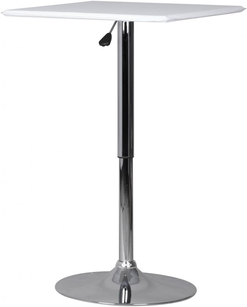 FineBuy Stehtisch Bistrotisch Kunstleder höhen-verstellbar quadratisch | Design Bartisch Chrom robus
