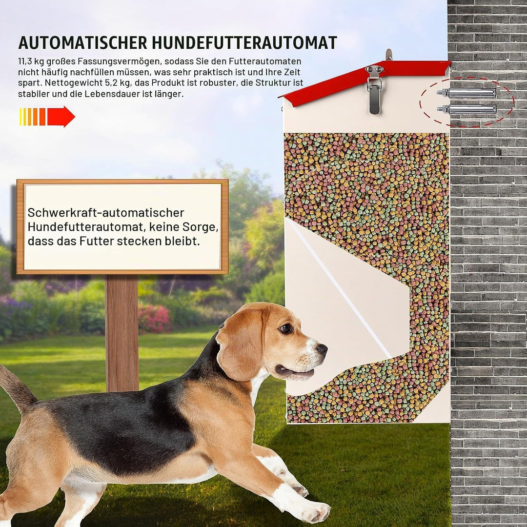 Svauoumu Automatischer Futterautomat für Hunde, 25lb Kapazität Outdoor Dog Feeder Gravity Feeder Chu