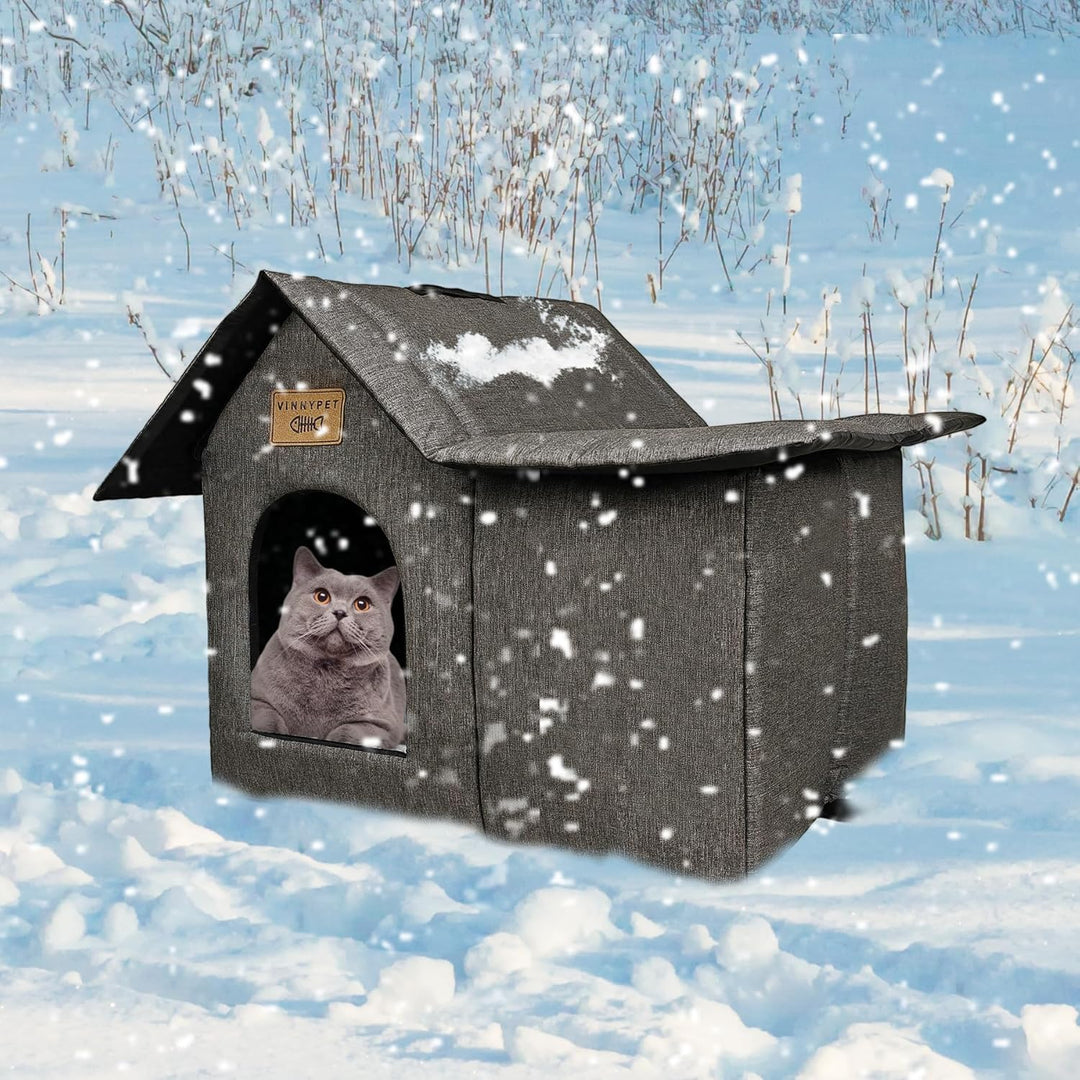 Vinnypet Luxus Katzenhaus Draussen Winterfest Wasserdicht Katzenhöhle Faltbare Wetterfester Haustier