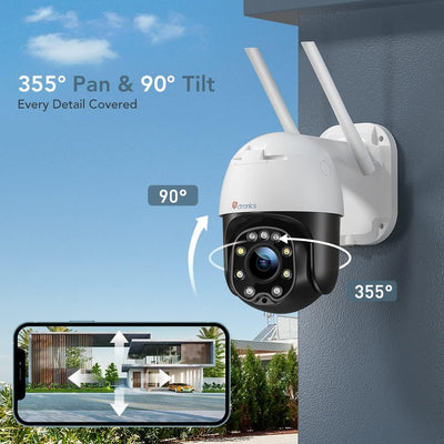 4X Optischer Zoom Überwachungskamera Aussen WLAN, Ctronics PTZ Dome WiFi IP Kamera Outdoor mit Mensc