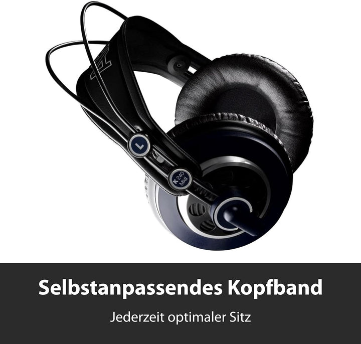 AKG K240 MKII Professioneller halboffener Over-Ear-Studiokopfhörer, selbstjustierender Kopfbügel, Ho