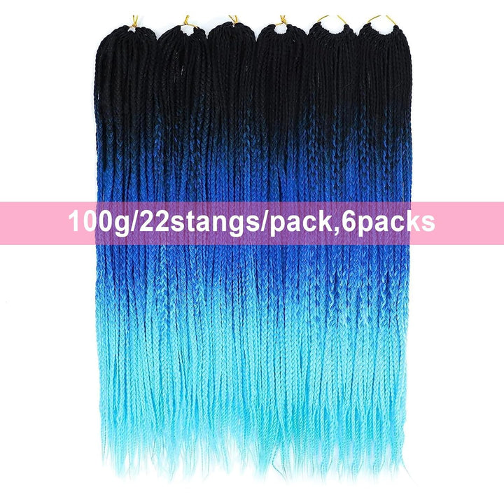 TAOYEMY Box Crochet Braids Haarverlängerungen 6 Packs 24 Zoll Synthetische Flechtfrisur 22 Stränge/P