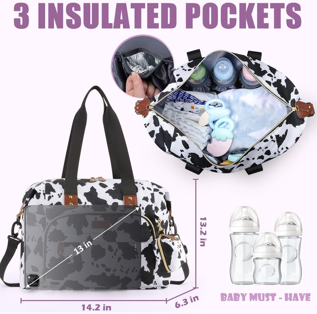 Tuwubi Wickeltasche Rucksack mit Schnullertasche, grosse Reise-Wickeltasche für Mama und Papa, multi