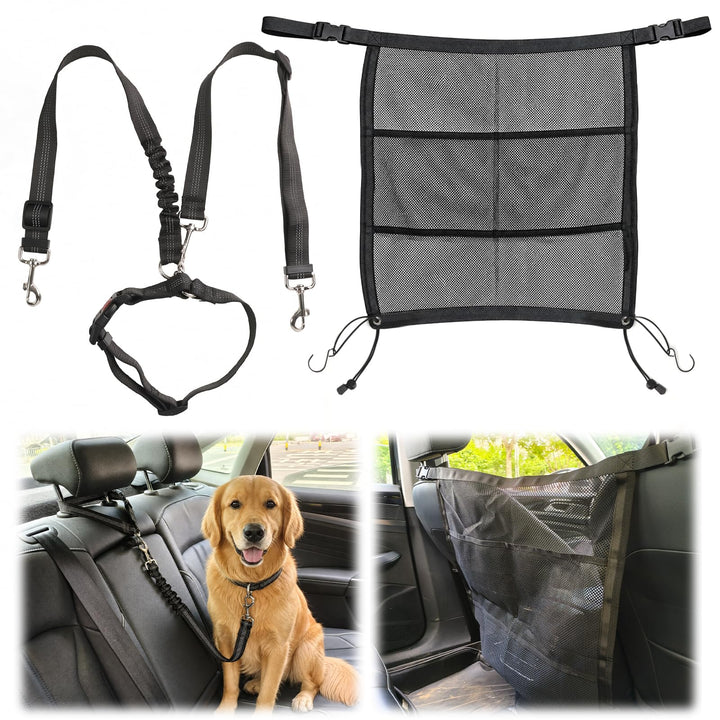 Trennnetz für Hunde, Auto-Hundeschutznetz 70x57cm mit Taschen | Universal Auto Absperrung Netz mit A