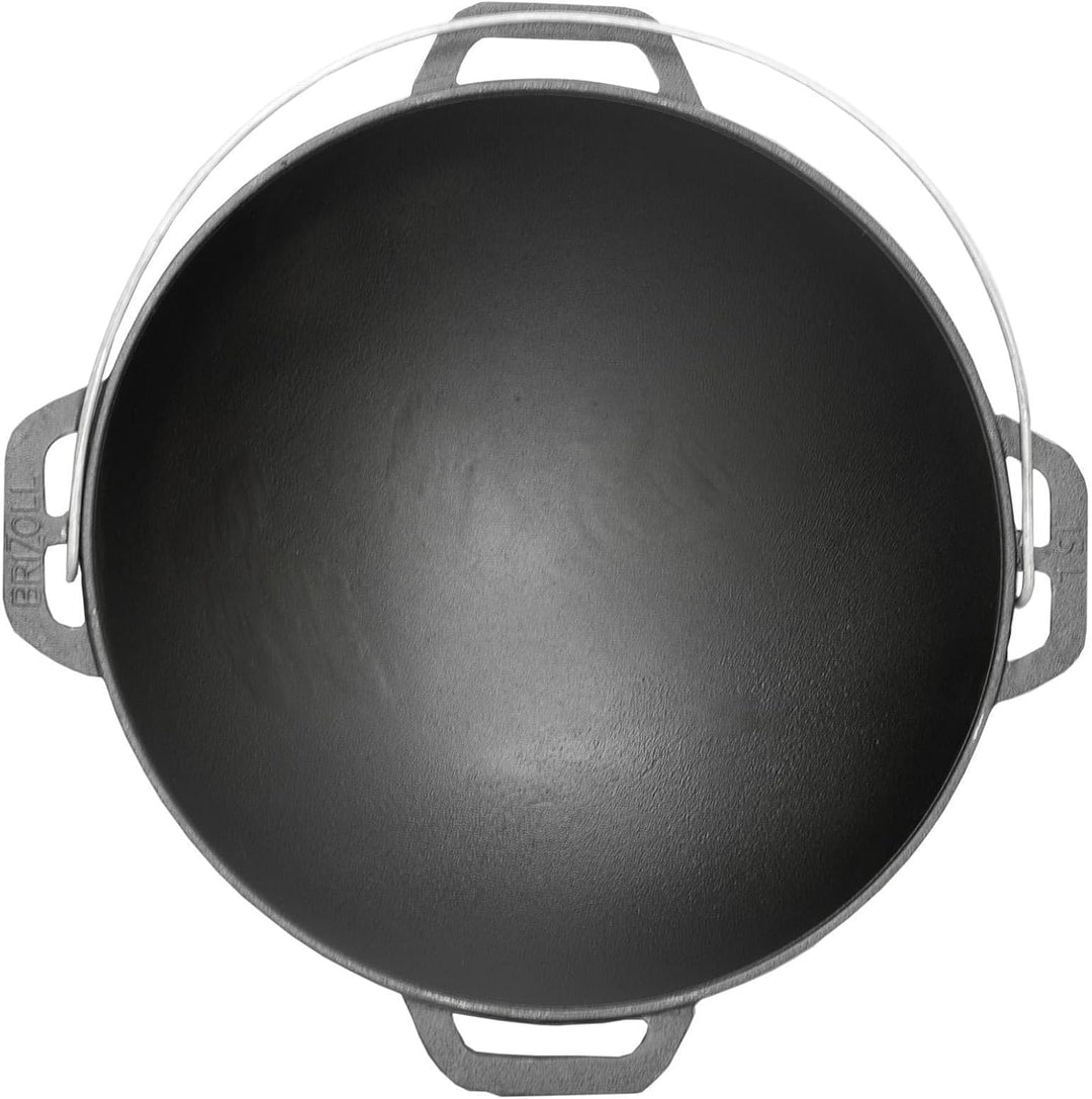 4BIG.fun 8L Gusseisen Schwenktopf Kazan Asia Kasan mit Deckel aus Gusseisen Grillwok Wokpfanne Grill