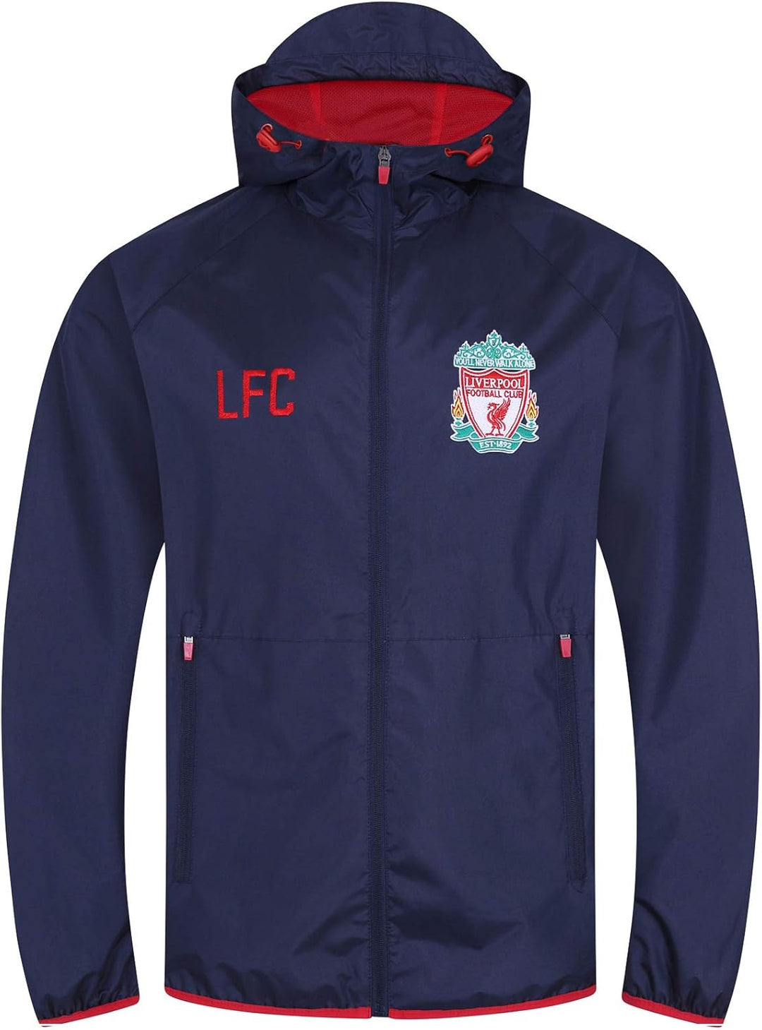 Liverpool FC - Herren Wind- und Regenjacke - Offizielles Merchandise L Dunkelblau - Kapuze mit Schir
