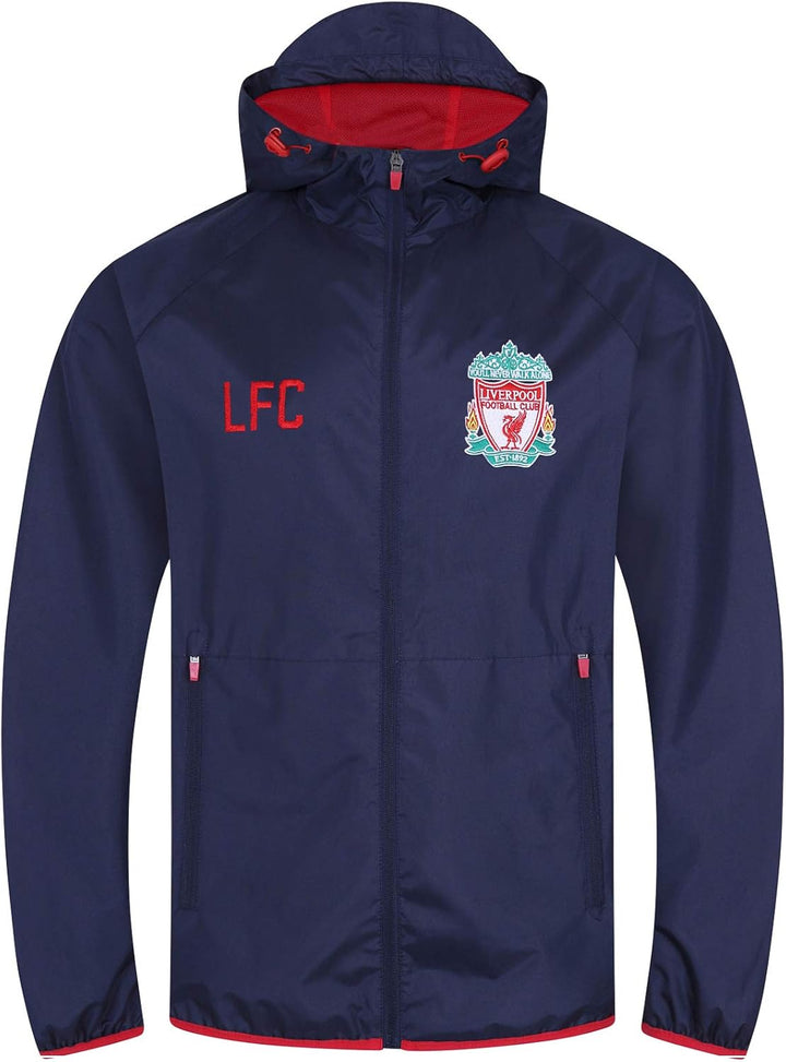 Liverpool FC - Herren Wind- und Regenjacke - Offizielles Merchandise L Dunkelblau - Kapuze mit Schir