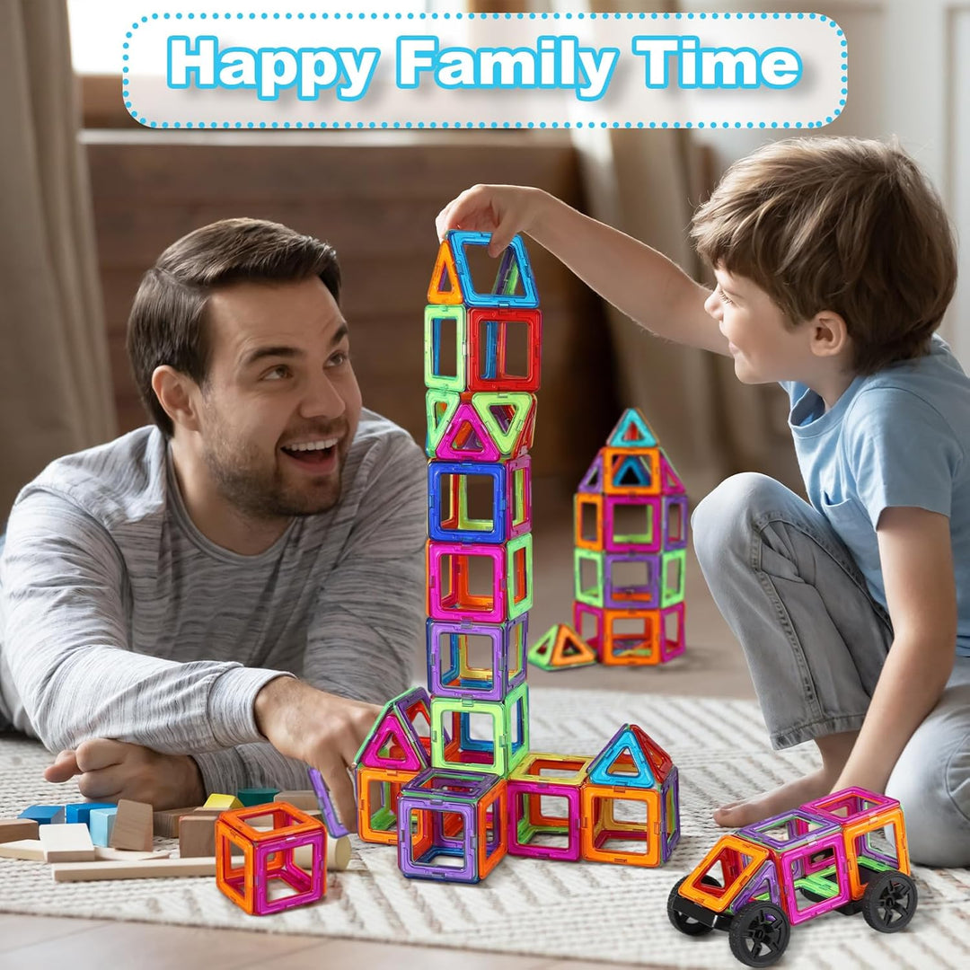 ECHOCUBE 42 Stück Magnetische Bauklötze Set, STEM Construction Spielzeug für Kinder 36+ Monate, Educ
