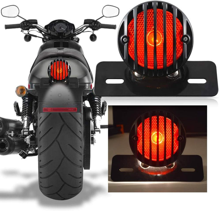 Katur Motorrad-Rücklicht für Harley Bobber Chopper Custom April IA Mana, Schwarz, 1 Stück