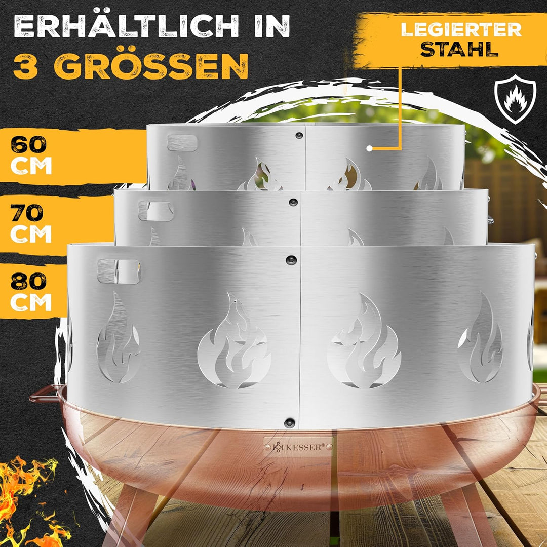 KESSER® Funkenschutz für Feuerschale Ø70cm aus legiertem Stahl 1,2mm Stahldicke kompatibel mit viele