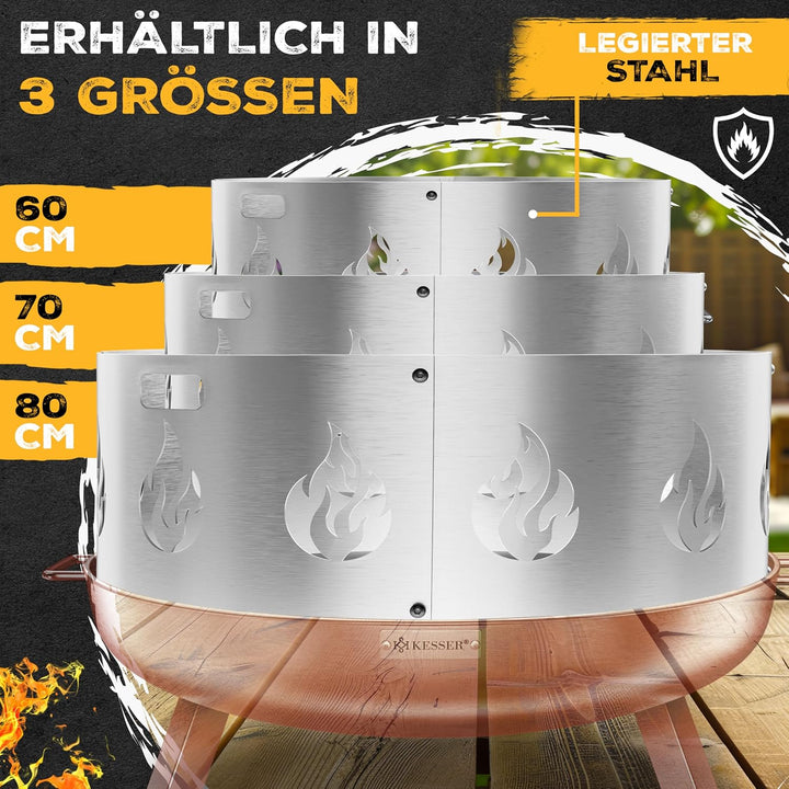 KESSER® Funkenschutz für Feuerschale Ø70cm aus legiertem Stahl 1,2mm Stahldicke kompatibel mit viele