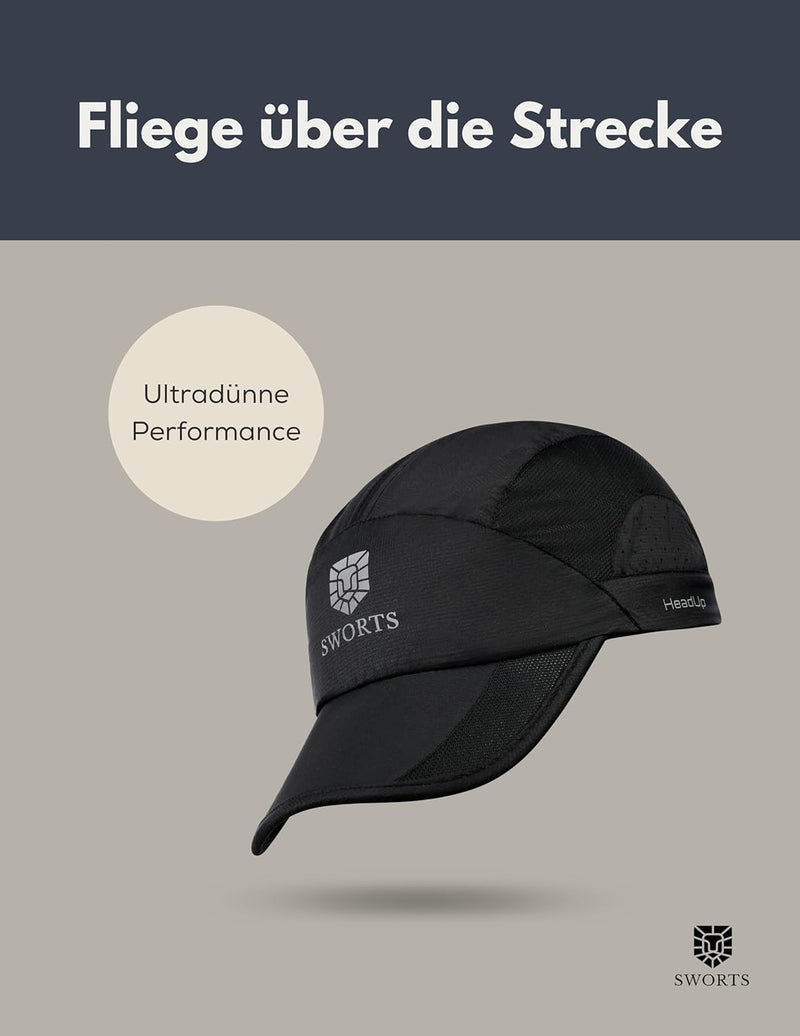 SWORTS HeadUp Running Cap (Light) Ultradünne Laufkappe mit Atmungsaktivem Mesh (Unisex Basecap Sport