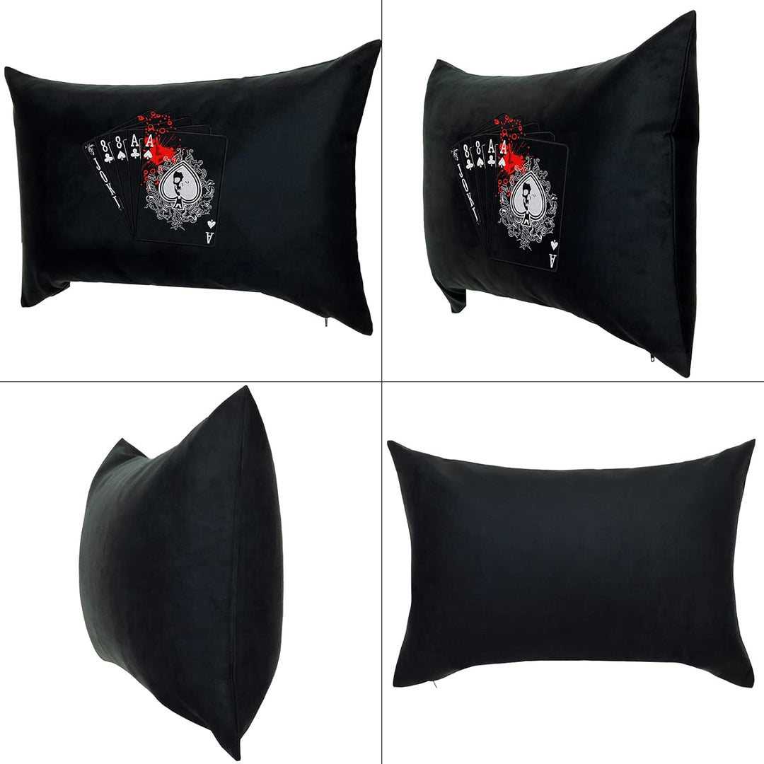 EXPRESS-STICKEREI Pokerkarten Kissen Poker Kissenbezug gefüllt | Totenkopf Dekokissen mit Füllung Be