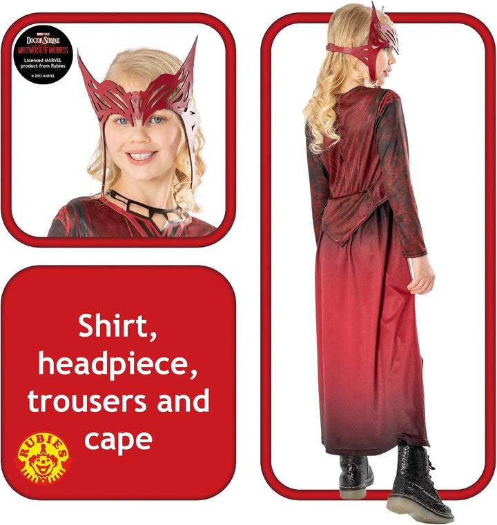 Rubies Offizielles Marvel Dr. Strange in the Multiverse of Madness Scarlett Hexe Deluxe Kinderkostüm