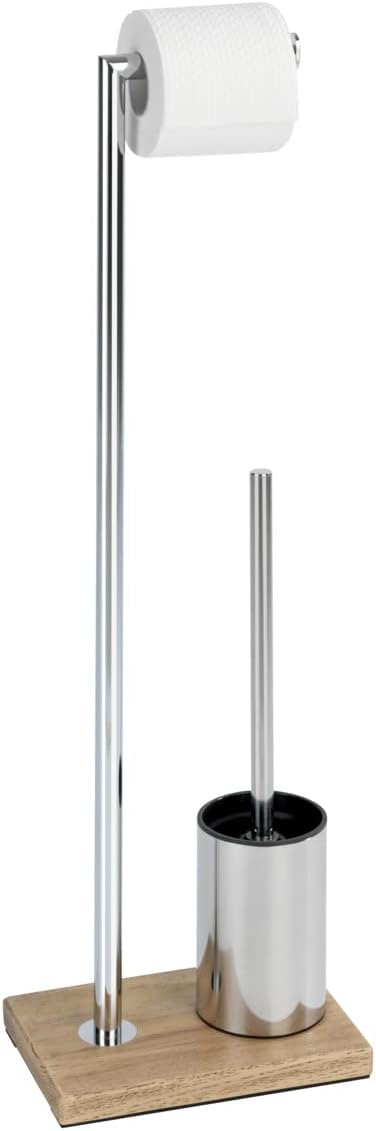 WENKO Stand WC-Garnitur Marla - WC-Bürstenhalter, Stahl, 22 x 74 x 15 cm, Chrom