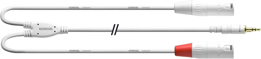 CORDIAL CABLES Y-Kabel Träger Stereo-Mini-Stecker/2 XLR-Stecker 3 m weiss BRETELLE Essentials Mini-J