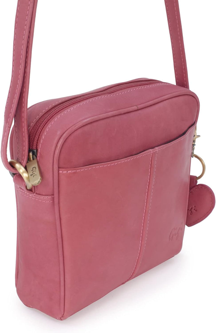 Gigi - Leder - Damenhandtasche/Umhängetasche Klein - OTHELLO 22-29" Magenta, Magenta