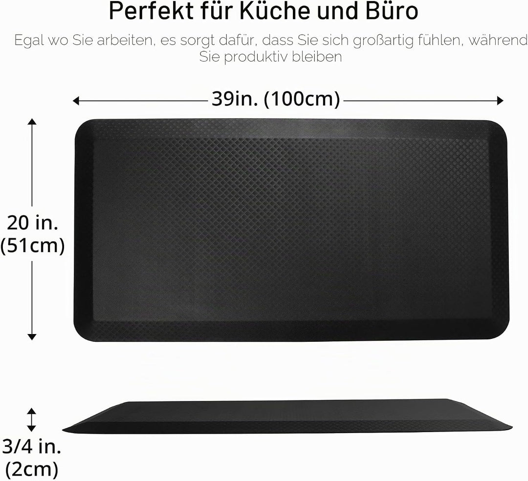 FLEXISPOT Bodenmatte für Schreibtisch, Küche, komfortabel gegen Müdigkeit, Schwarz, Schwarz