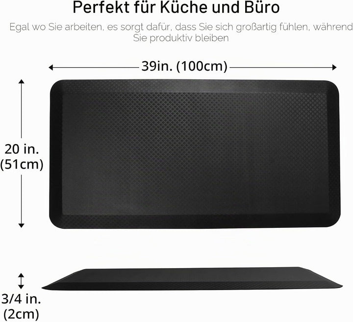 FLEXISPOT Bodenmatte für Schreibtisch, Küche, komfortabel gegen Müdigkeit, Schwarz, Schwarz