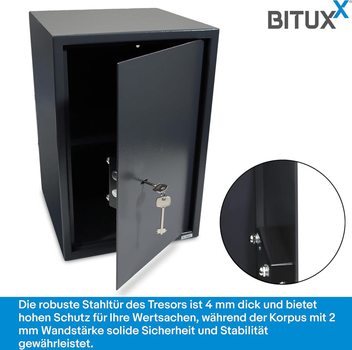 BITUXX Tresor Möbeltresor Safe Aktentresor Sicherheitstresor Abschliessbar mit Schlüssel für Büro un