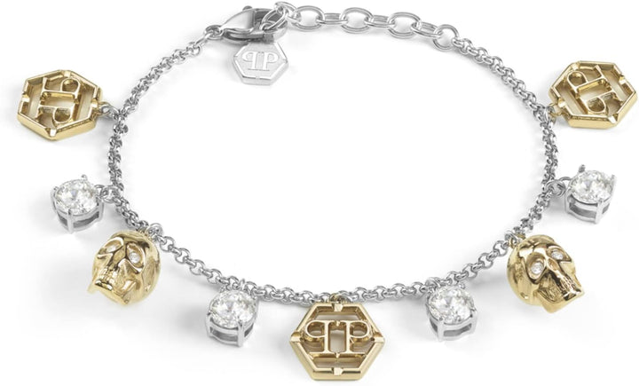 Philipp Plein Damen-Armband 3D Skull Zweifarbig PJ3AA11BU