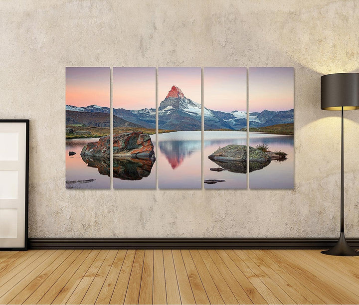 islandburner Bild auf Leinwand Matterhorn Schweizer Alpen Landschaft Bilder Wandbilder Poster Leinwa