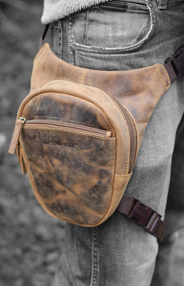 Greenburry Vintage Umhängetasche Baun 26x24x8cm Legbag Beintasche, Baun