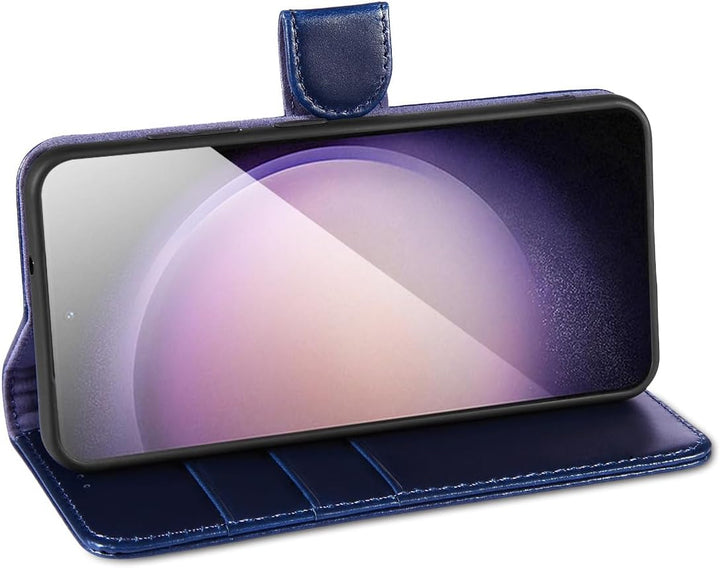 LENSUN Echtleder Hülle für Samsung Galaxy S23, Handyhülle [Echtes Leder][Magnetverschluss][RFID-Schu