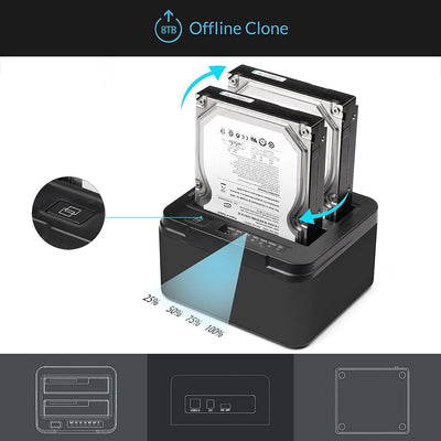 Salcar USB 3.0 Offline Klon Dockingstation mit 2 Einschüben optimiert für HDD/SSD Festplatte 2,5 und