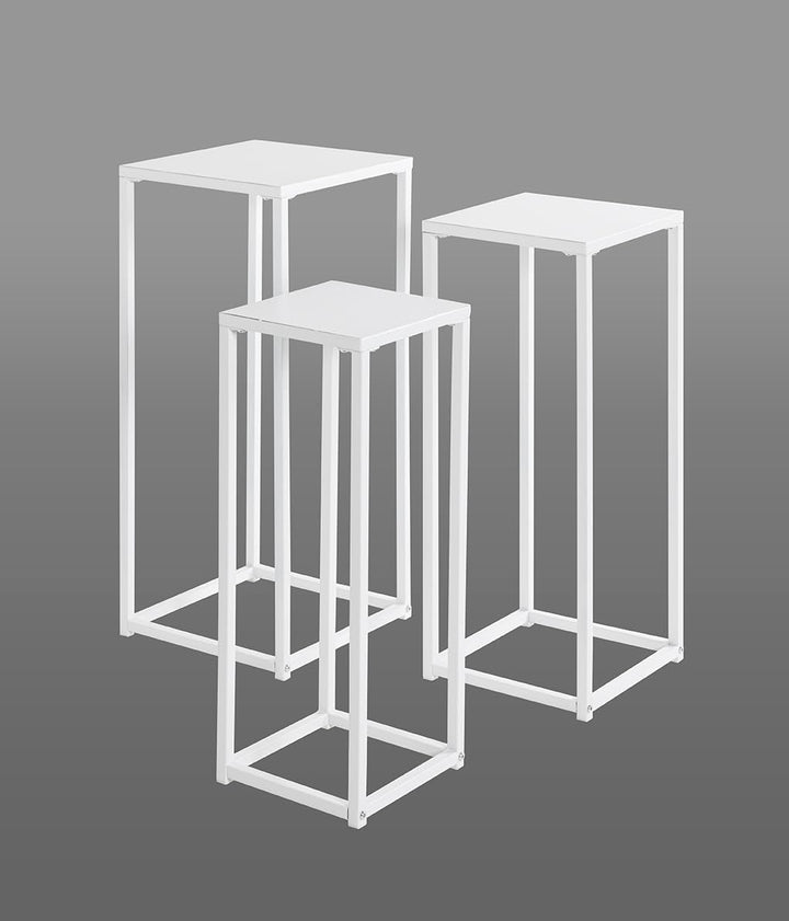 HAKU Möbel Blumensäule 3er Set, Metall, weiss, B 22 x T 22 x H 61 cm / B 26 x T 26 x H 66 cm / B 30