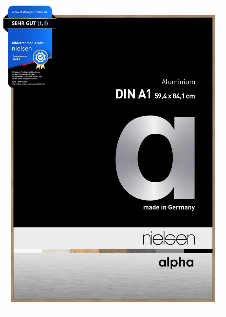 nielsen Aluminium Bilderrahmen Alpha, 59,4x84,1 cm (A1), Eiche Eiche 59,4 x 84,1 cm (A1), Eiche 59,4