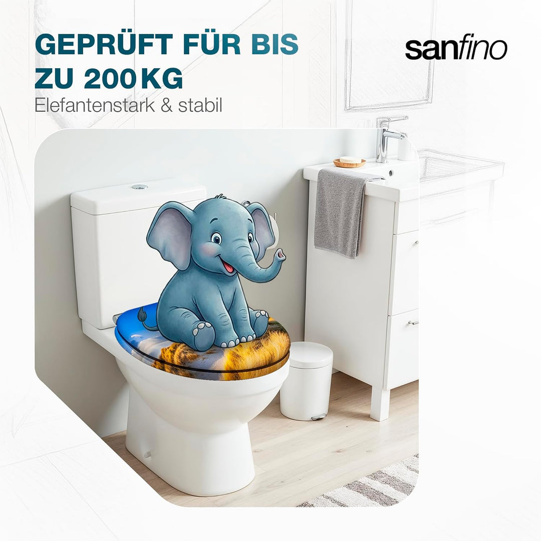 Premium WC Sitz mit Absenkautomatik – hochwertige Toilettendeckel aus Holz, viele bunte Motive, hohe