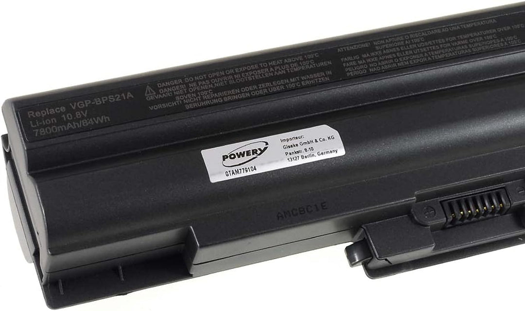 Akku für Sony VAIO VPC-Y15EC/B 6600mAh Schwarz, 10,8V, Li-Ion