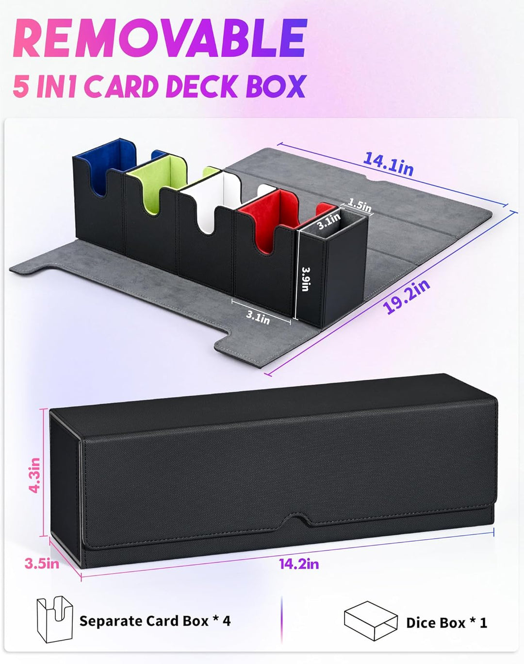 Sammelkarten Box mit Würfelablage für MTG,Premium-Kartenbox mit starkem Magnet zur Aufbewahrung für