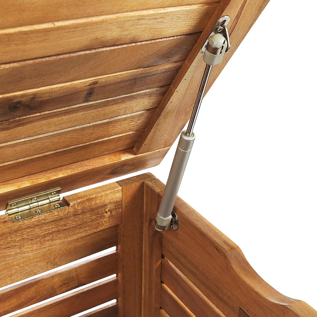 Auflagenbox Akazienholz Truhe geölte Oberfläche hellbraun 130x64x48 cm Riviera